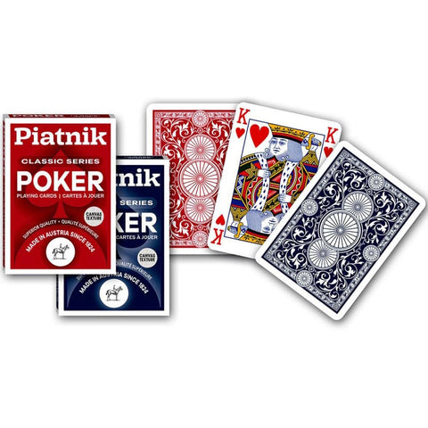 Piatnik Classic Poker Playing Cards 4-Index Deck 55 Cards Red/Blue