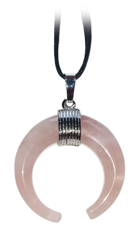 Rose Quartz Crescent Moon Amulet Pendant Love Necklace Lo Scarabeo