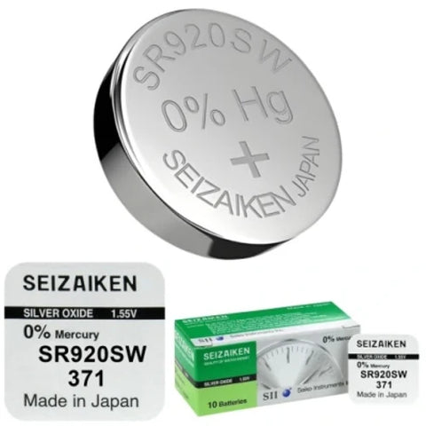 10x Seiko Seizaiken 371 SR920W SR69 Silver Oxide Watch Batteries 1.55V