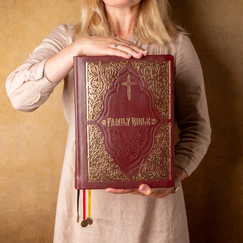 Luxury Holy Bible KJV Family Edition | Burgundy Leather | Old & New Testament