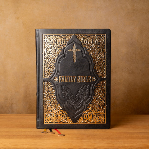 Deluxe Black Leather Holy Bible KJV | Illustrated Family Edition | Perfect Gift