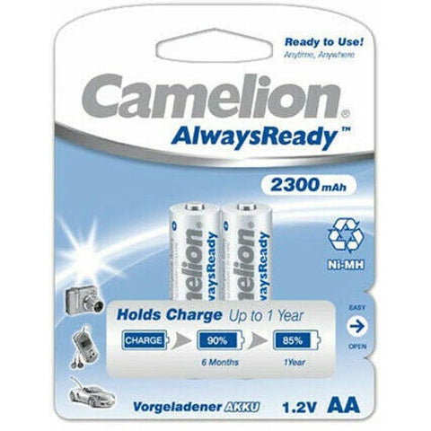2x Camelion AA Rechargeable Batteries 2300mAh NiMH 1.2V HR6