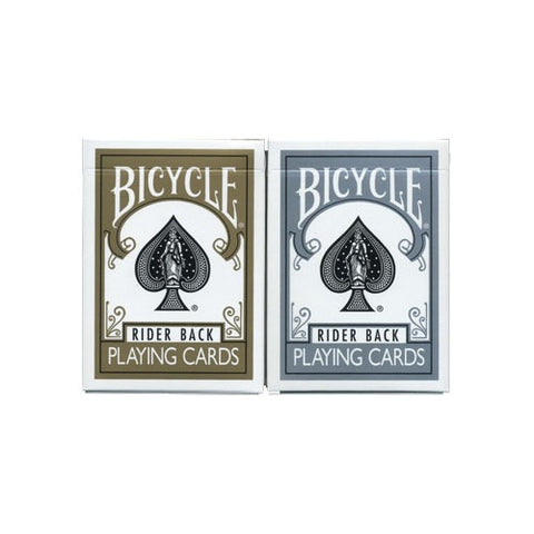 2x Bicycle Prestige Line Poker Playing Cards Deck Set Gold & Silver