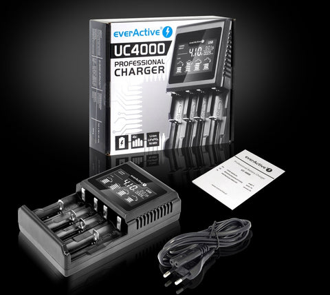 Everactive Professional Charger Uc4000 Black Ac100-240V Li-Ion Lcd Backlight NEW