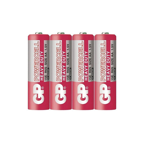 4x GP Powercell AA 1.5V Zinc Carbon Batteries Heavy Duty No Mercury
