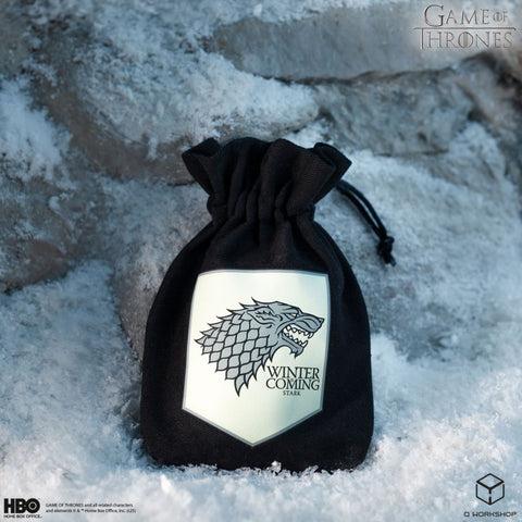 Game of Thrones House Stark Dice Pouch by Q-Workshop, Black Cotton Drawstring