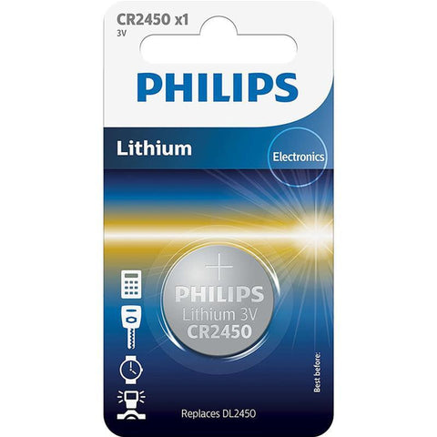 1x Philips CR2450 Lithium Coin Cell Battery 3V