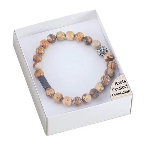Picture Jasper Crystal Bracelet by Lo Scarabeo for Grounding & Comfort