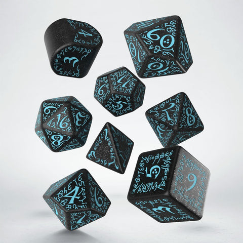 Q-Workshop 20 Years Elvish Dice Set Black & Turquoise Limited Edition S20Y01