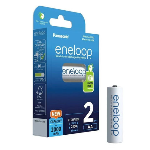 2x Panasonic Eneloop AA 2000mAh NiMH Rechargeable Batteries LR6 HR6