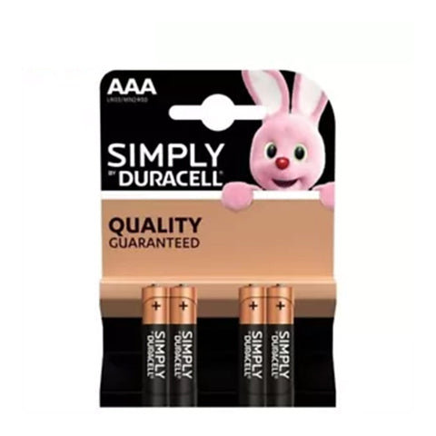 4x Duracell Simply AAA LR03 1.5V Alkaline Batteries MN2400 Micro