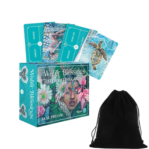Water Blessings Affirmation cards Deck Water With Velvet Bag