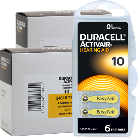 6x Duracell Activair Hearing Aid Batteries Size 10 Zinc Air 1.45V Mercury Free