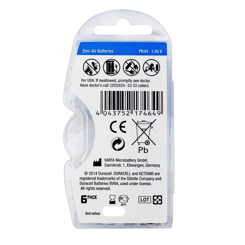 60x Duracell 675 Hearing Aid Batteries Zinc Air 1.45V Mercury Free
