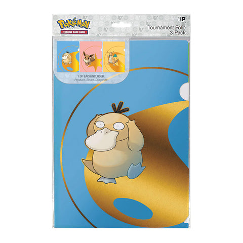 3x Ultra PRO Pokémon A4 Tournament Folios Psyduck Eevee Dragonite