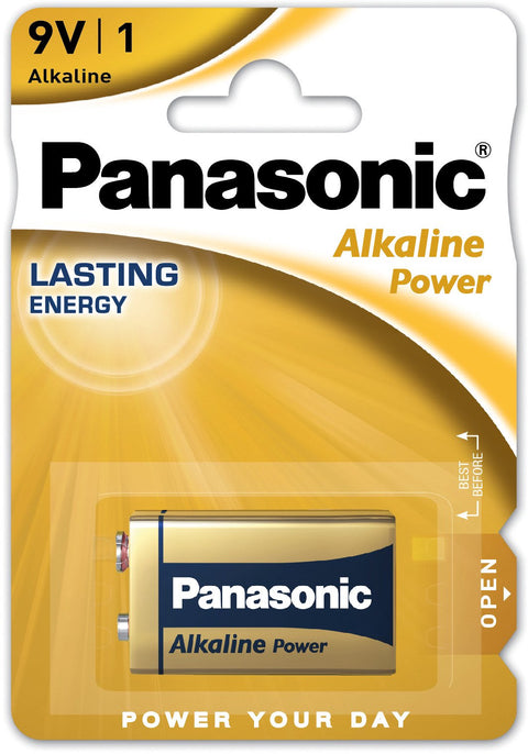 Panasonic Alkaline Power 9V 6LR61 6LF22 E-Block Battery for Electronics