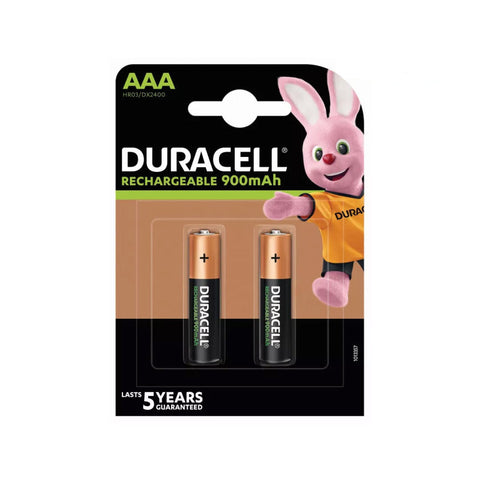 2x Duracell AAA 900mAh NiMH Rechargeable Batteries 1.2V HR03 Micro