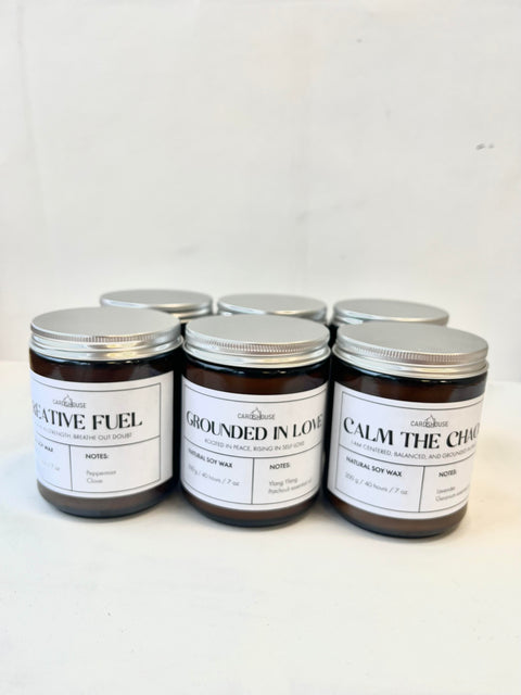 Inner Wisdom Lavender Fennel Soy Aromatherapy Candle in Amber Jar