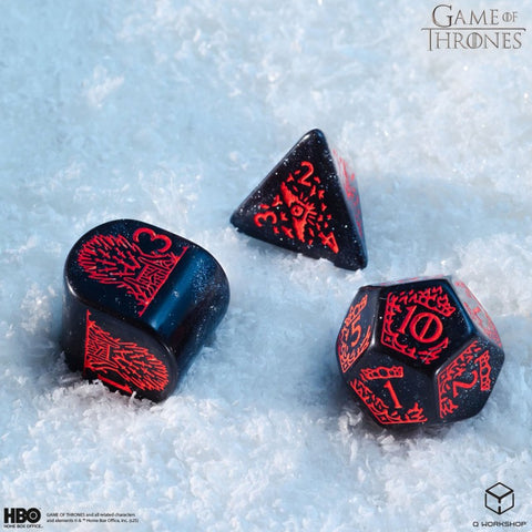 Game of Thrones Targaryen Dice Set by Q-Workshop, 8-Die Polyhedral Black/Red