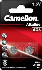 2 Camelion Ag8 Lr1120 Alkaline Batteries Lr55 191 391 G8 1.5V 2Bl NEW