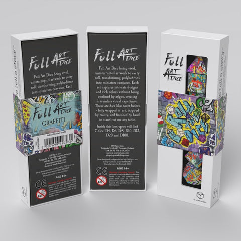 Q-Workshop Graffiti Full Art 7-Die RPG Polyhedral Dice Set for DND