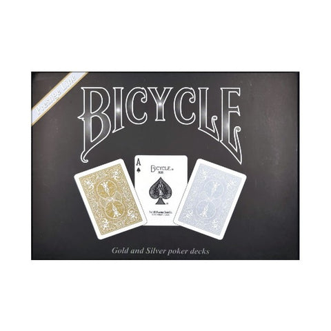 2x Bicycle Prestige Line Poker Playing Cards Deck Set Gold & Silver