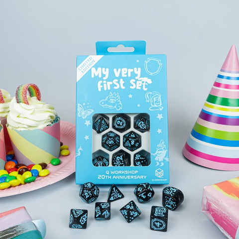 Q-Workshop 20th Anniversary My Very First Dice Set Shimmer Black Turquoise