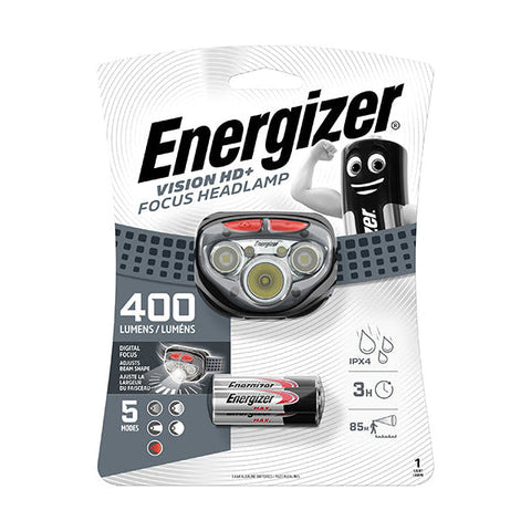 Energizer Vision HD+ Focus LED Headlamp 400 Lumens Grey + 3x AAA