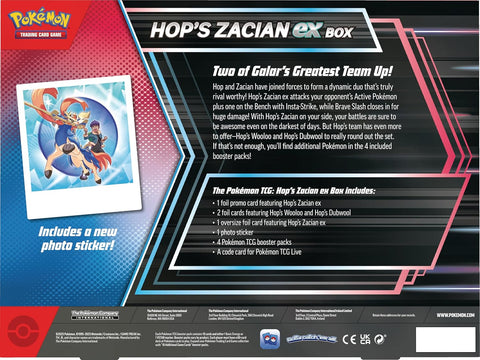 Pokemon Scarlet & Violet Hop's Zacian ex Collection Box 4 Booster Packs EN