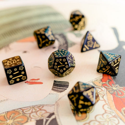 Japanese Deep Night Firefly Dice Set Role Playing Games Q-Workshop Dnd Kanji NEW