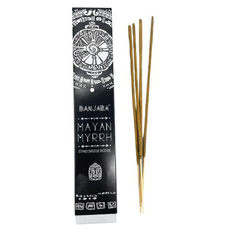 Banjara Tribal Smudge Incense Sticks – Natural Mayan Myrrh, 10 Pack, Nepal
