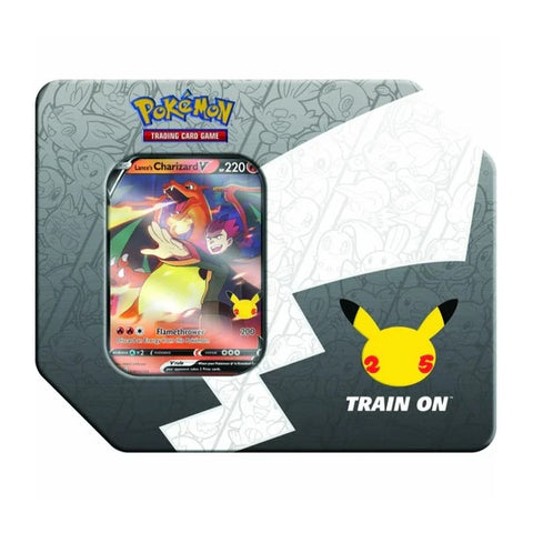 Pokemon TCG Celebrations Lance's Charizard V Tin – 8 Booster Packs EN