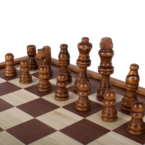 4-in-1 Classic Game Set: Chess, Backgammon, Ludo & Snakes