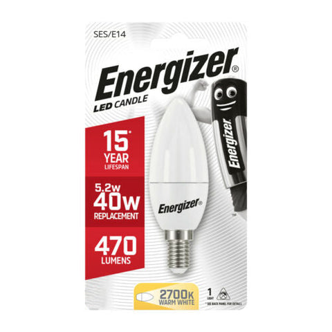 Energizer LED Candle Bulb E14 5.2W 470lm 2700K Warm White A+