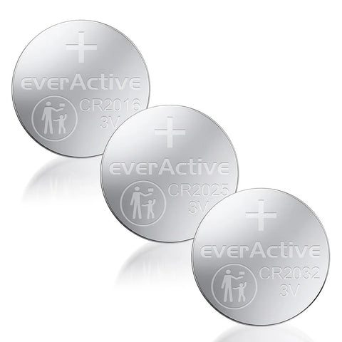8x EverActive Lithium Button Cell Set CR2032 CR2025 CR2016 3V