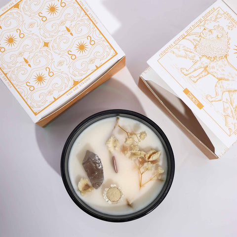 Hop Hare Jasmine Garden Crystal Candle with Rock Quartz & Wooden Wick