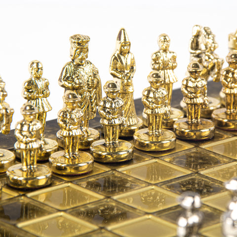 Byzantine Empire Metal Chess Set Gold & Silver Chessmen 20Cm Manopoulos S1Bro