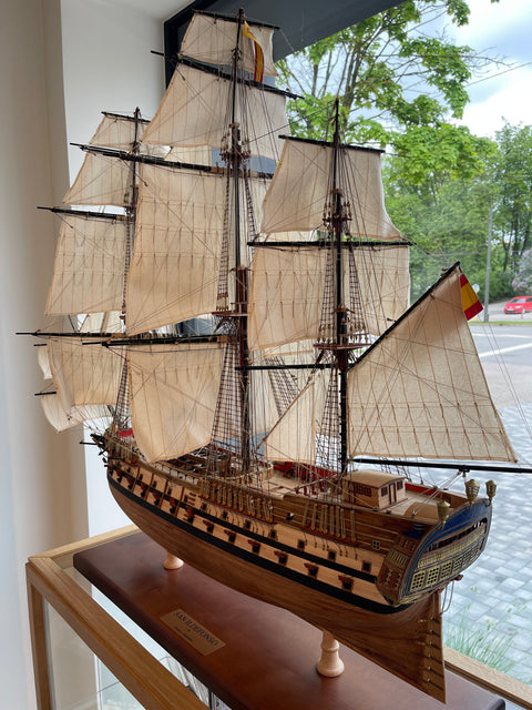 San Ildefonso Wooden Ship Model 125cm (50in) Handcrafted Display