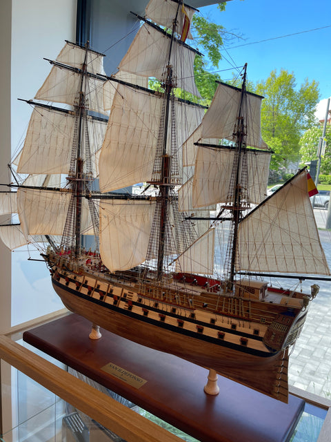 San Ildefonso Wooden Ship Model 125cm (50in) Handcrafted Display