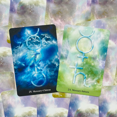 Astrology Oracle Cards Deck & Guidebook Blue Angel Messages From Sars With Bag