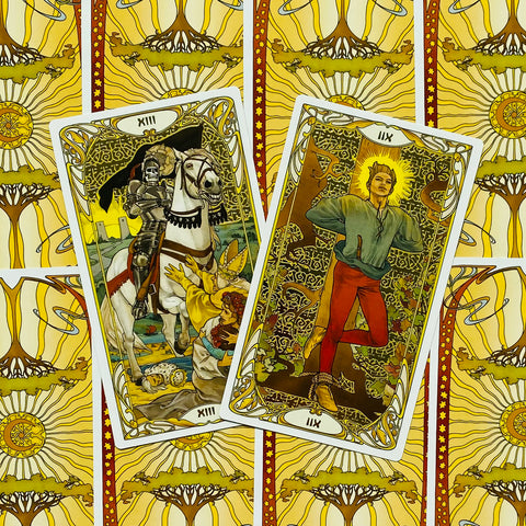 Golden Art Nouveau Tarot Grand Trumps 22 Cards Deck Lo Scarabeo With Bag
