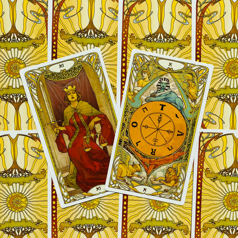 Golden Art Nouveau Tarot Grand Trumps 22 Cards Deck Lo Scarabeo With Bag