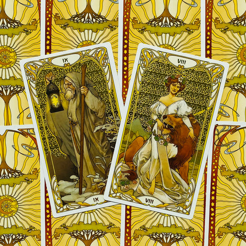 Golden Art Nouveau Tarot Grand Trumps 22 Cards Deck Lo Scarabeo With Bag