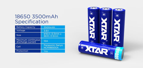 3.6V Rechargeable Battery for Flashlights – Xtar Li-Ion 3500mAh, High Capacity