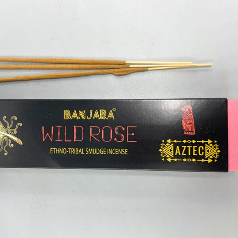 Banjara Natural Tribal Smudge Incense Sticks – Wild Rose, Pack of 10