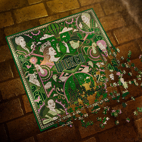 Theory11 Wicked Emerald City 1000 Piece Jigsaw Puzzle Gold Foil Art