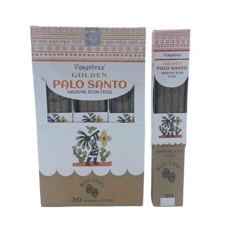 Golden Palo Santo Resin Incense Sticks 6-Pack – Smudging, Cleansing, Meditation