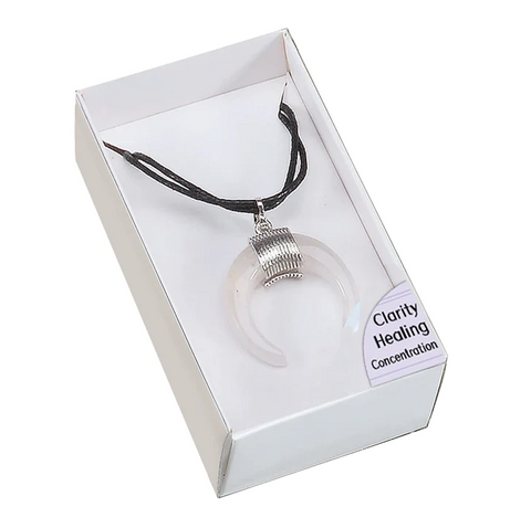Rock Crystal Crescent Moon Amulet Pendant Necklace Healing Lo Scarabeo