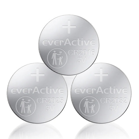 8x EverActive Lithium Button Cell Set CR2032 CR2025 CR2016 3V