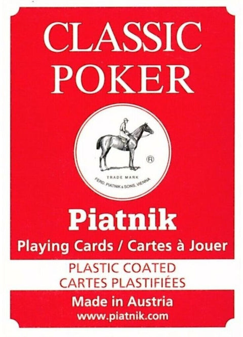 Piatnik Classic Poker Playing Cards 2-Index Deck, 55 Cards, Random Color